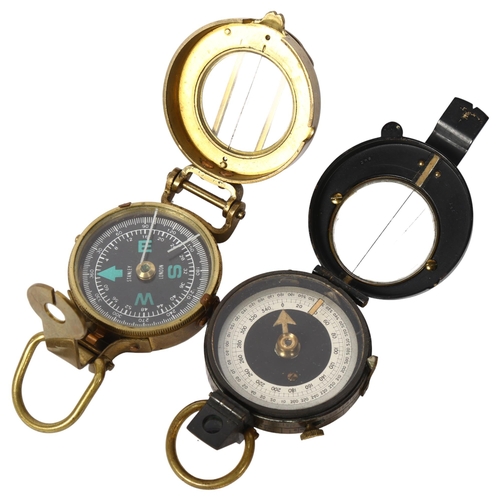 430 - STANLEY, LONDON - a brass-cased pocket compass, and an unmarked pocket compass