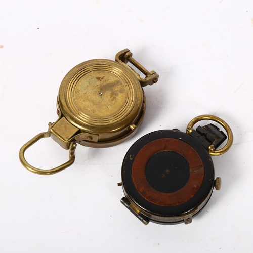 430 - STANLEY, LONDON - a brass-cased pocket compass, and an unmarked pocket compass