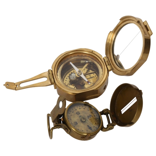 441 - A reproduction brass-cased compass and another (2)