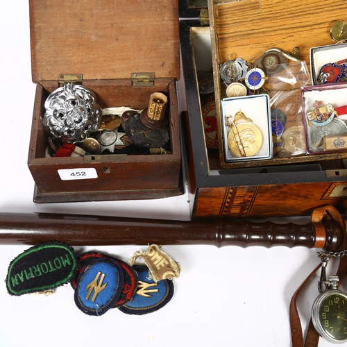 452 - A collection of Forester enamelled badges, truncheon, pocket watch, silver fobs, buttons etc, some o... 