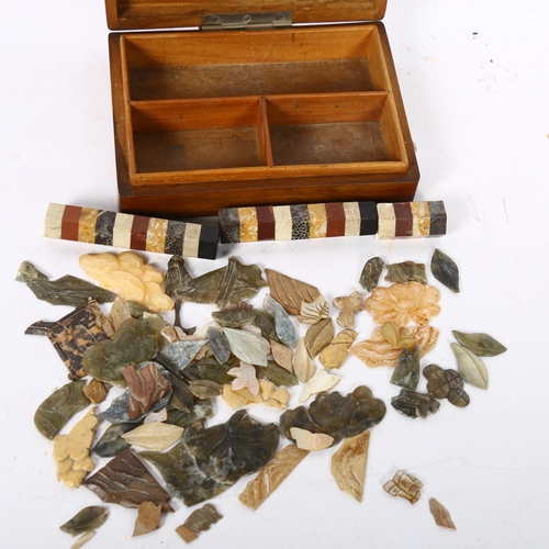 463 - A collection of agate and hardstone shards and 2 octagonal columns