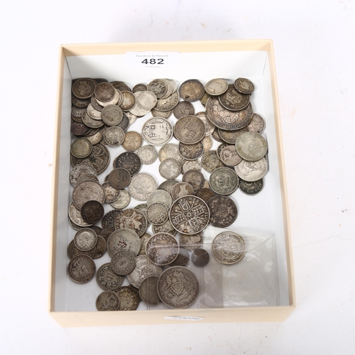 482 - A quantity of pre-1920 English and worldwide silver coins, 10oz