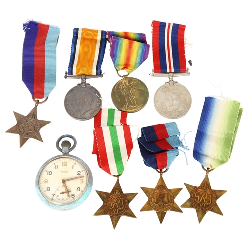 483 - A World War II medal pair, named to 159819 Gnr.W.T Salt.R.A., a Second World War War medal, and 4 Se... 