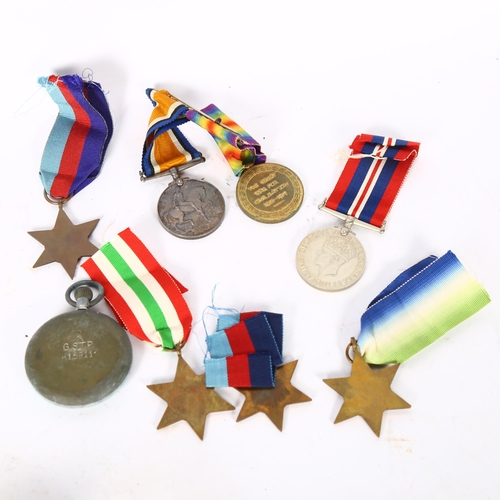 483 - A World War II medal pair, named to 159819 Gnr.W.T Salt.R.A., a Second World War War medal, and 4 Se... 