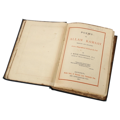 489 - Poems by Allan Ramsay, edited by J Logie Robertson, with a handwritten signed letter glued into the ... 