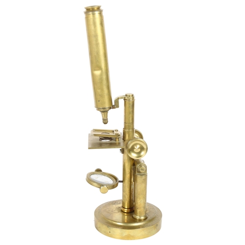 519 - An Antique brass microscope (no maker's marks), overall height 46cm