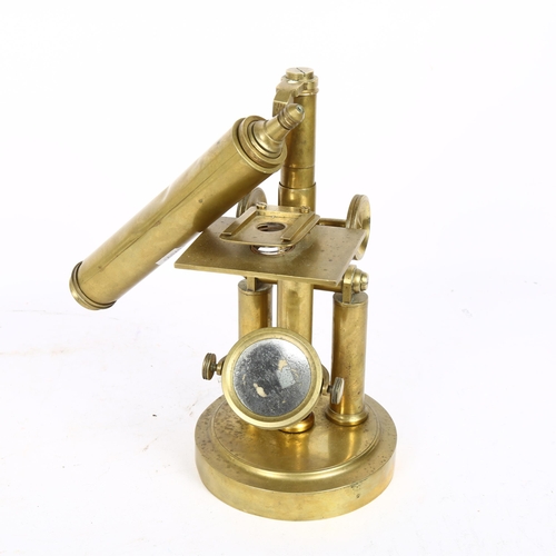 519 - An Antique brass microscope (no maker's marks), overall height 46cm