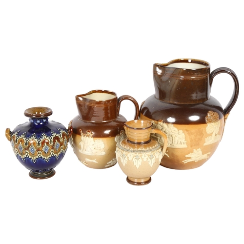 521 - 2 Royal Doulton harvest jugs, a Doulton Lambeth Bacchus jug, and a Doulton Lambeth 2-handled vase, c... 