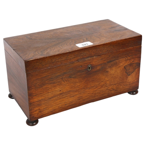 523 - A 19th century rosewood tea caddy on bun feet, W31cm