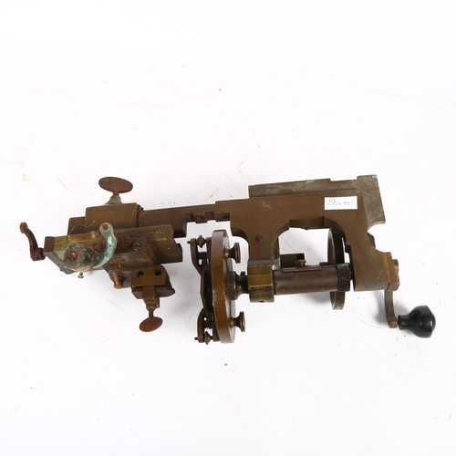 534 - A 20th century bronze watchmaker's hand turned lathe, L42cm