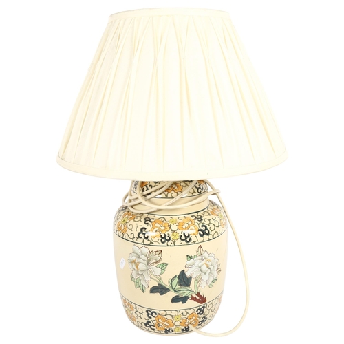 541 - A modern ceramic Chinese table-top lamp, with associated shade, height including shade 54cm