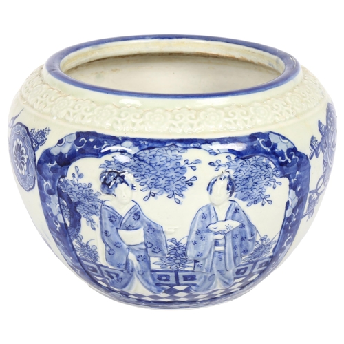 544 - A Chinese design blue and white jardiniere, H19cm