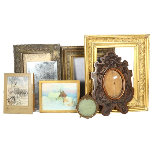 585 - A group of Vintage and Antique frames, including several giltwood frames, and a French style cushion... 