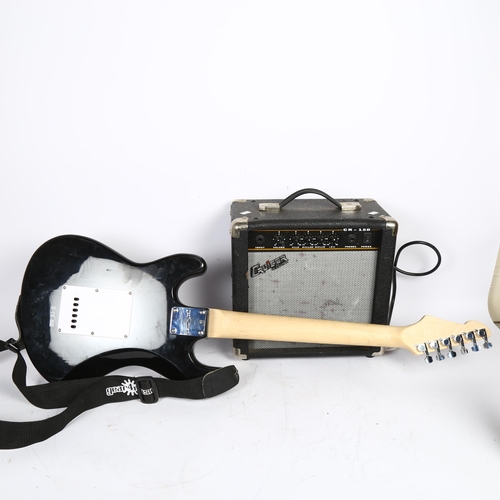 590 - A Gear For Music 6-string electric guitar, guitar length 92cm, and a Cruiser By Crafter CR-15B guita... 