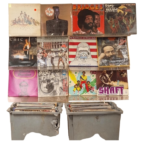 593 - A quantity of vinyl LPs, soul funk in genre, including such artists as Rick James, Stevie Wonder, Ly... 