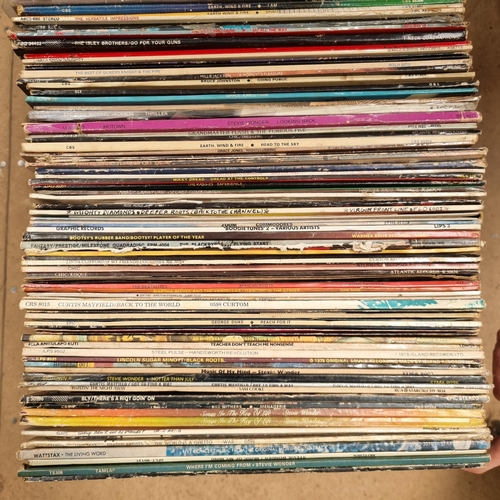 593 - A quantity of vinyl LPs, soul funk in genre, including such artists as Rick James, Stevie Wonder, Ly... 