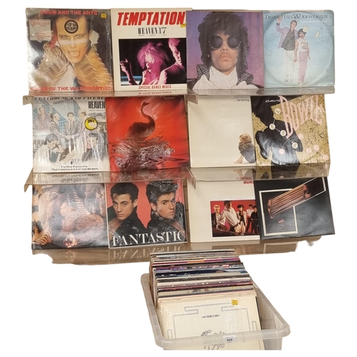 605 - A quantity of vinyl LPs, 80s pop etc related in genre, including such artists at Wham, Heaven 17, Ad... 