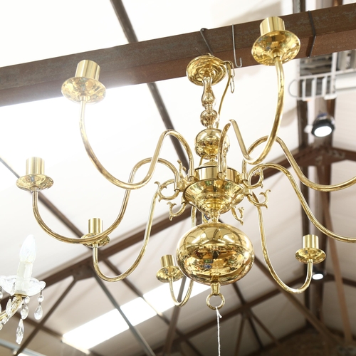 814 - A modern brass 8-branch Dutch style chandelier, 69cm across