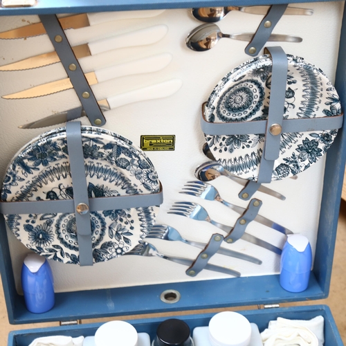 819 - A Vintage Brexton blue-cased picnic set with original fittings