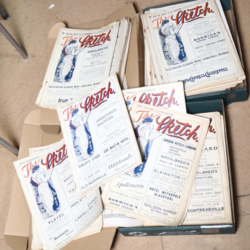 890 - 3 boxes comprising 67 copies of the Sketch and Tatler from 1913 to 1919, including illustrations fro... 