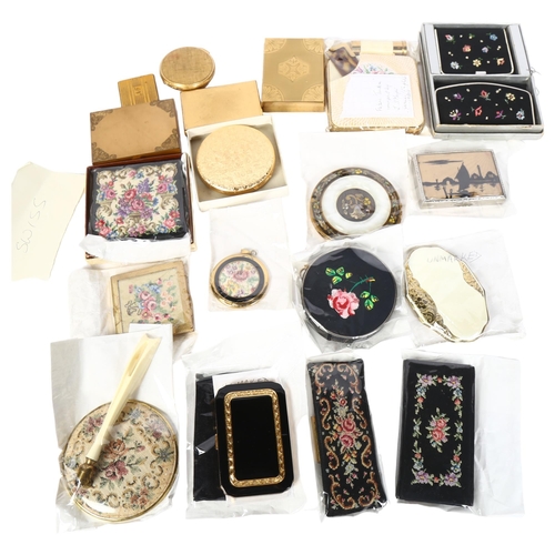949 - A box of Vintage compacts, including Swiss make, Petit Point etc