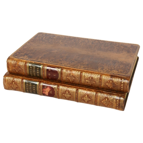 252 - A group of 2 leather bound antiquarian books, a History of British birds by Thomas Bewick Vol I, New... 