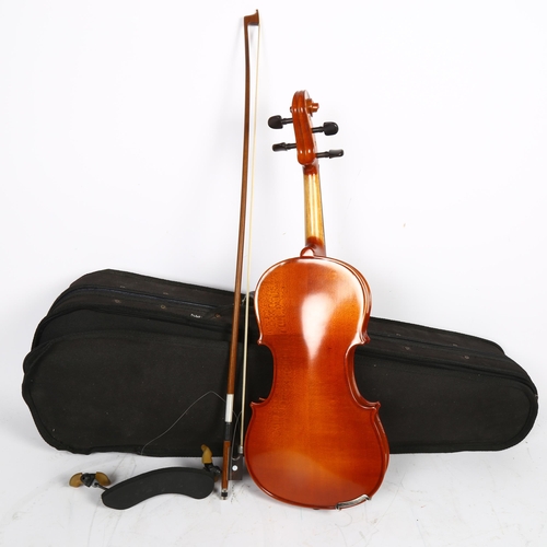 612 - A modern half-size violin, cased, L32cm