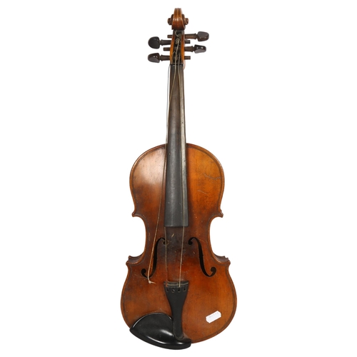 614 - An antique 4-string violin. No bows, carry case or labels. L - 33cm.