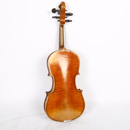 614 - An antique 4-string violin. No bows, carry case or labels. L - 33cm.