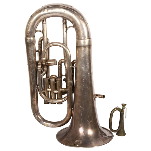 615 - F Beeson - silver plated prototype tuba (A/F). L - 55cm.