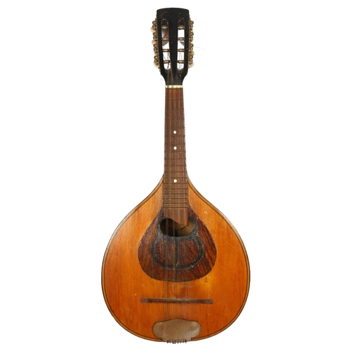 616 - An antique flat beech wood 8-string mandolin. L-60cm.