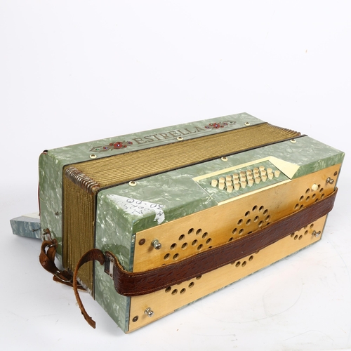 618 - ESTRELLA - Estrella piano accordion, with associated leather strap