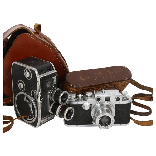 620 - Bolex - Paillard B8 cine with leather case (no handle) and a Leica 518304 camera and case.