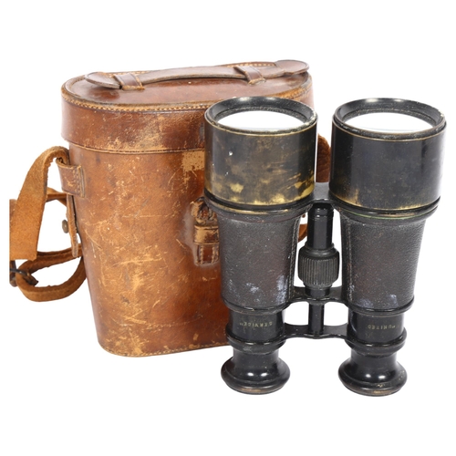 621 - Ross of London - Binoculars with associated leather case, inscribed 'United Service' and 'Ross 111 N... 