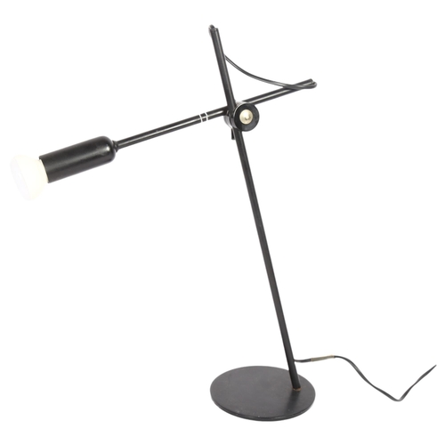 626 - A 1980s Swiss Optelma adjustable black desk lamp, maker's label to base and LED bulb.