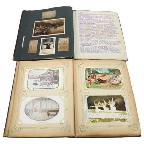 655 - 2 early 20th century postcard albums, including topographical, fairies, greeting cards, including sc... 