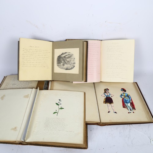 658 - 5 Victorian gilded and tooled leather albums, including 2 scrap album