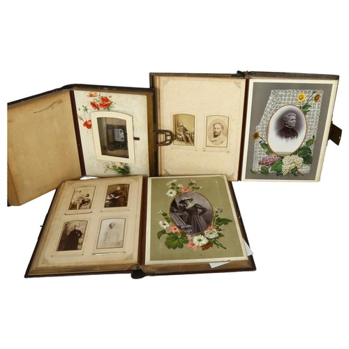 661 - 3 Victorian gilded and tooled leather carte de visite photographs albums, 2 being musical