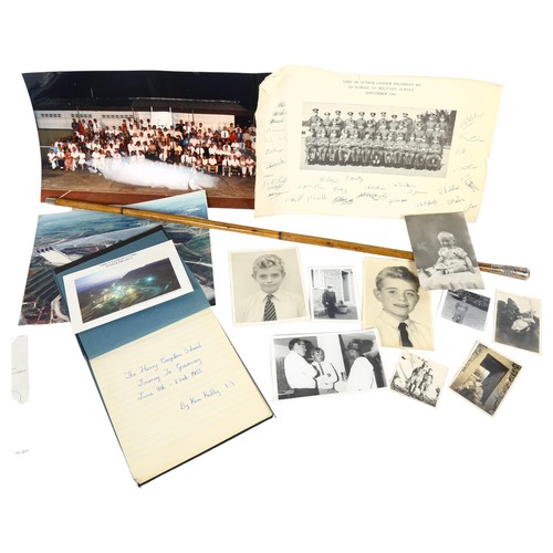 664 - A group of military ephemera, postcards, including a Queen Victoria swagger stick for the Royal Engi... 