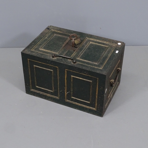 2284 - A cast iron strong box. With key. 54x33x36cm.