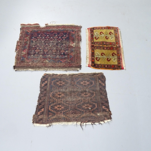 2312 - Three small antique Persian mats. Largest 60x60cm.