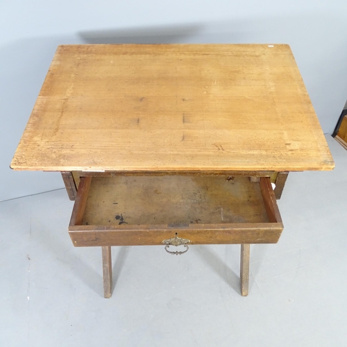 2692 - An antique mahogany clerk's desk / drafting stand with lifting pine top and single drawer. 107x98x74... 