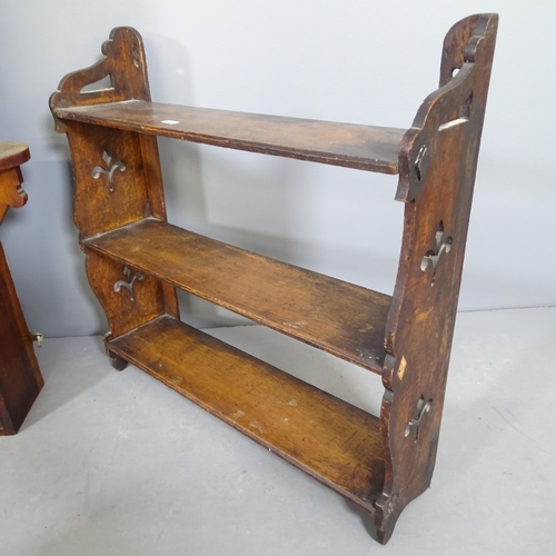 2700 - A Victorian mahogany hanging cabinet, 90x88x17cm, with two glazed doors and inset tile panel, a corn... 