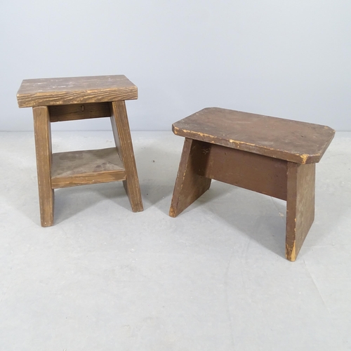 2707 - Two Japanese elm stools. Tallest 31x40x21cm