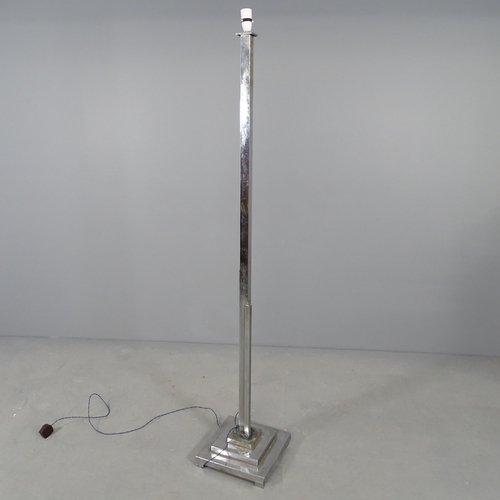 2710 - An Art Deco style chrome standard lamp. Height to bayonet 155cm.