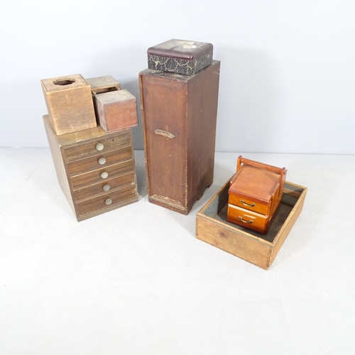 2715 - A group of Japanese items including a tabletop chest, 30x40x33cm, a jewellery box, a hibachi liner e... 