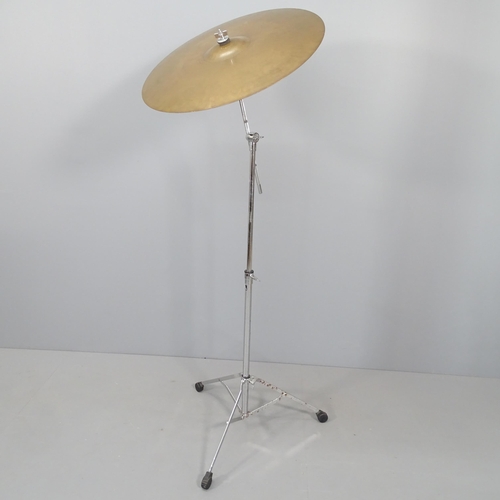 2746 - A Paiste crash cymbal on stand, with impressed makers mark. Diameter 61cm.