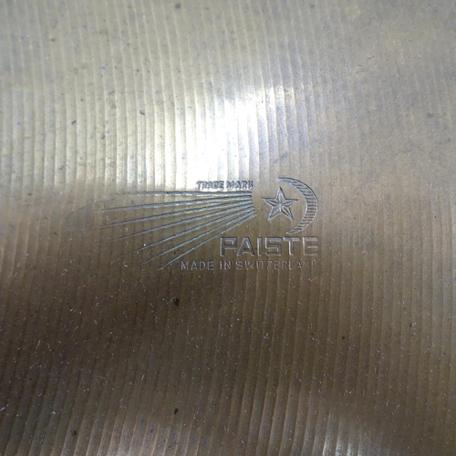 2746 - A Paiste crash cymbal on stand, with impressed makers mark. Diameter 61cm.