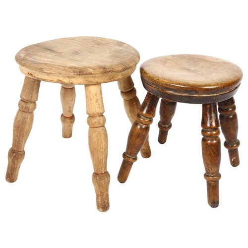 669 - A small Victorian elm stool and a pine stool (2)