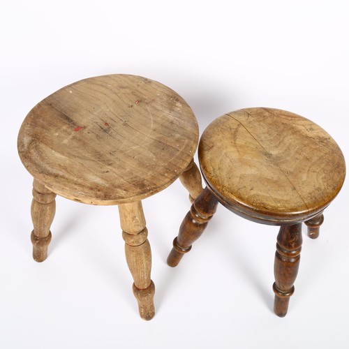 669 - A small Victorian elm stool and a pine stool (2)